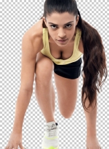 Young athletic woman in position ready to run